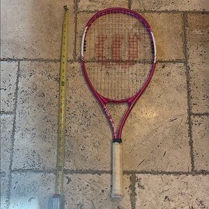 Pink Tennis Racket with White Grip